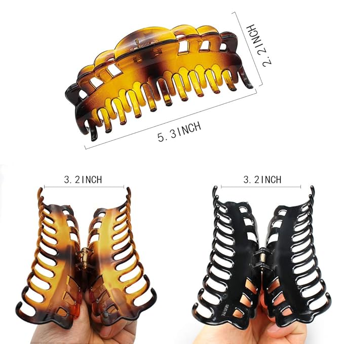 Ex-Large Plastic Hair Claw Clips for Women Big Hair Clips for Long Thick Hair Updo Strong Holding Jaw Clamps Jumbo Hair Clip
