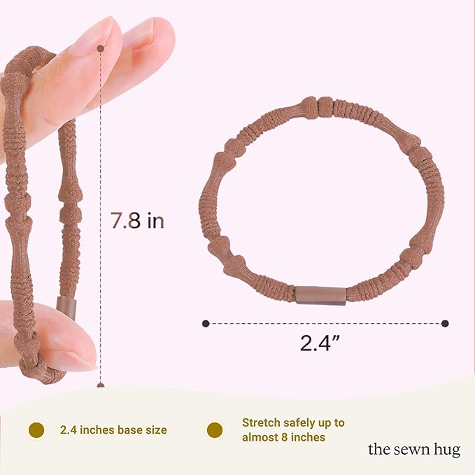 Boho Hair Ties, 20-Pack (4 Styles) Cute Elastic Bands for Thick or Thin Hair, No-Damage Stretch Bracelets, Brown Hair Accessories for Women & Girls (Berry Jamboree)