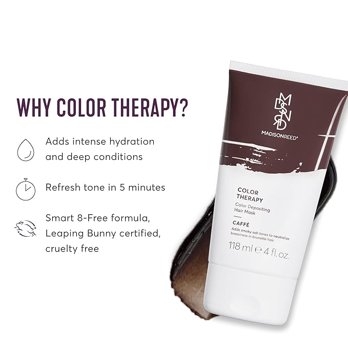 Madison Reed Color Therapy, Caffe, Color Depositing Hair Mask & Deep Conditioning Treatment, Intensely Hydrating, Refreshes Color & Tone, Keratin & Argan Oil, 4 Fl Oz (118 mL)