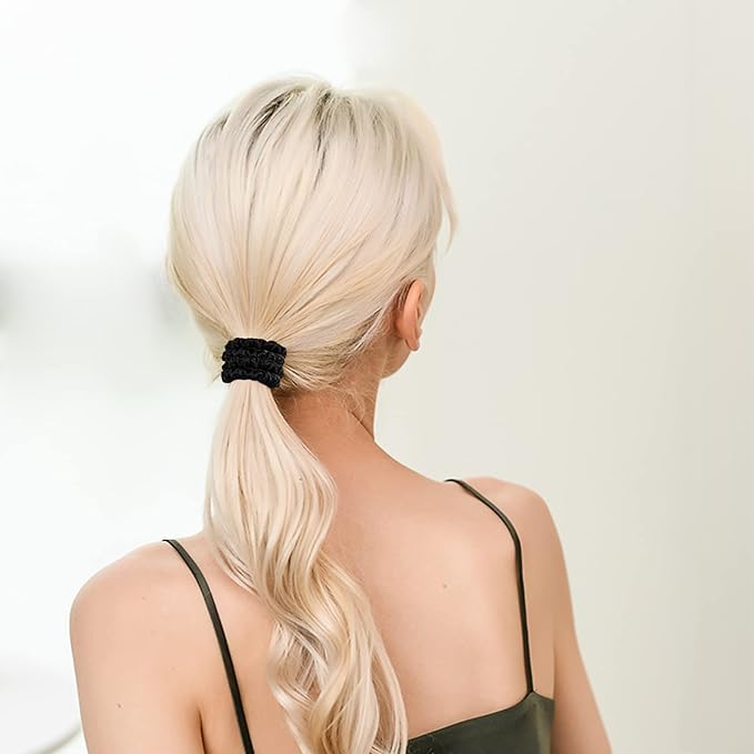 Silmer Silk Scrunchies for Hair Bicolor Hair Tie 100% Mulberry 22 Momme 5 Pack(Black)