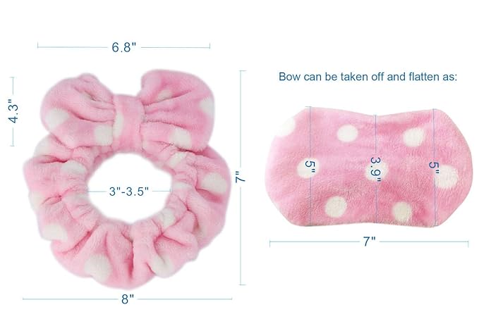 Hairizone Cosmetic Hair Band for Face Washing Shower Spa and Makeup, Soft and Cute Big Bow Headband for Kids and Girls (Light Pink)