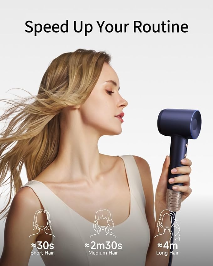 Laifen Premium High-Speed Hair Dryer Royal Blue Gift Box, Professional Ionic Portable Blow Dryer with 110,000 RPM, Lightweight, Low Noise, 360° Magnetic Styling Attachment, Wall Mount, Gift Bag