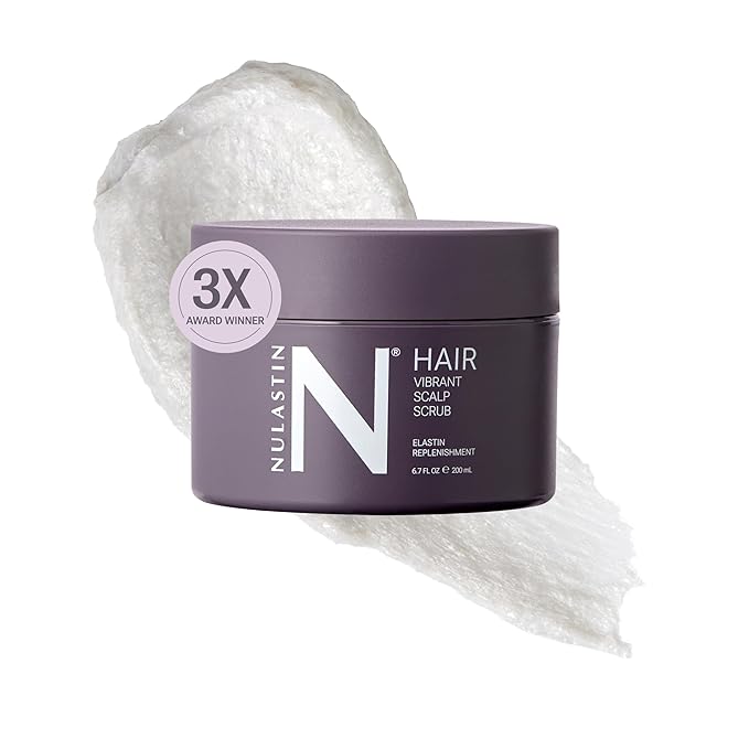 NULASTIN Vibrant Scalp Scrub - Exfoliating Dry Scalp Treatment, Moisturizer & Cleanser to Lift Buildup - Detoxifying Pre-Shampoo for Elastin Replenishment, Vegan & Color Safe, Minty Fresh (6.7 Fl. Oz)