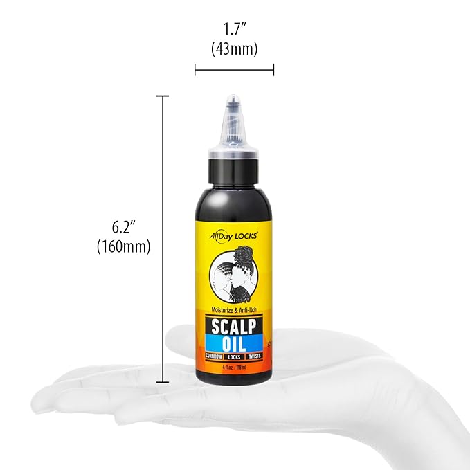 AllDay Locks Scalp Oil (4 oz) | Soothing, Nourishing Conditioner for Dry, Itchy Scalp | Sunflower, Lavender, Tea Tree Oil | Relieve Soreness & Tension in Braids, Locks, Twists, Cornrows | 4 oz