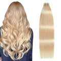 SUYYA Tape in Hair Extensions Human Hair Ash blonde 100% Remy Hair 18 inches 20pcs 50g/pack Straight Seamless Skin Weft Tape in Human Hair(18Inch #16 Light Blonde)