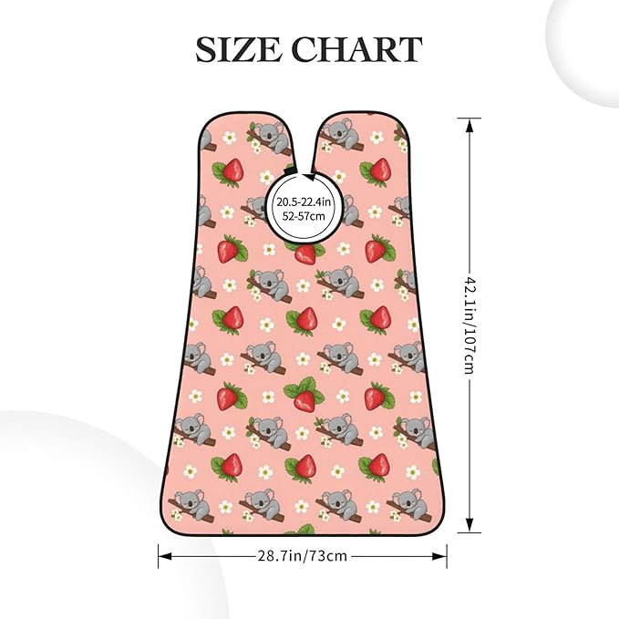 Beard Trimming Hair Catcher, Cartoon Koala Bear Strawberry Flower Leaf Light Pink Shave Bib, Non-Stick Bib Apron Waterproof, Shaving Tool for Men for Husband Father’s Day