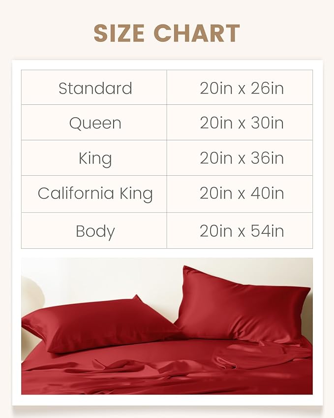 THXSILK 100% Pure Mulberry Silk Pillowcase for Hair and Skin, Highest 6A+ Grade Silk Pillow Case Standard Size, Real Silk Pillowcase with Zipper (Red, Standard Size 20"x26")