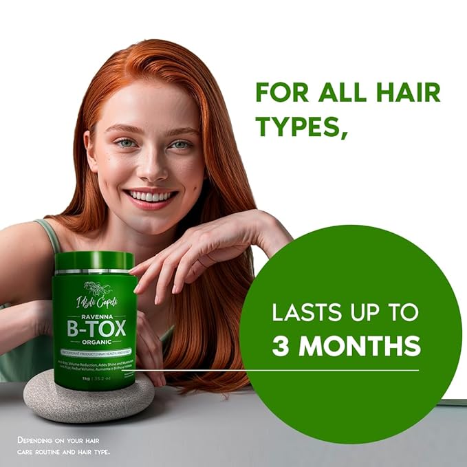 I Belli Capelli Ravenna B-tox Organic Hair Mask - Hair Conditioner with Brazilian Keratin, Argan Oil, and Panthenol - Nourishing, Hydrating, Smoothing Treatment - 1L, 2 Pack