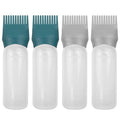 4 Pack Root Comb Applicator Bottle, Hair Oil Comb Applicator for Hair Dye, Shampoos, Salons (Grey+Green)