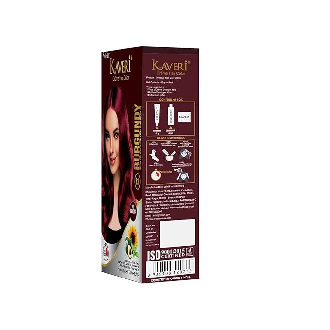 Creme Hair Color Permanent Hair Dye Color - With Improved Creme Formula for 100% Gray Coverage Ammonia Free Hair Color Dye for Rich Bright Long lasting (Burgundy, 3.04 Fl Oz)
