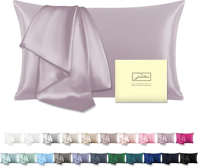 Mulberry Silk Pillow Cases for Hair and Skin King Size Silk Pillowcase with Zipper Soft Breathable Smooth Cooling Satin Silk Pillow Covers for Sleeping (Lavender,20"X 36",1Pcs)