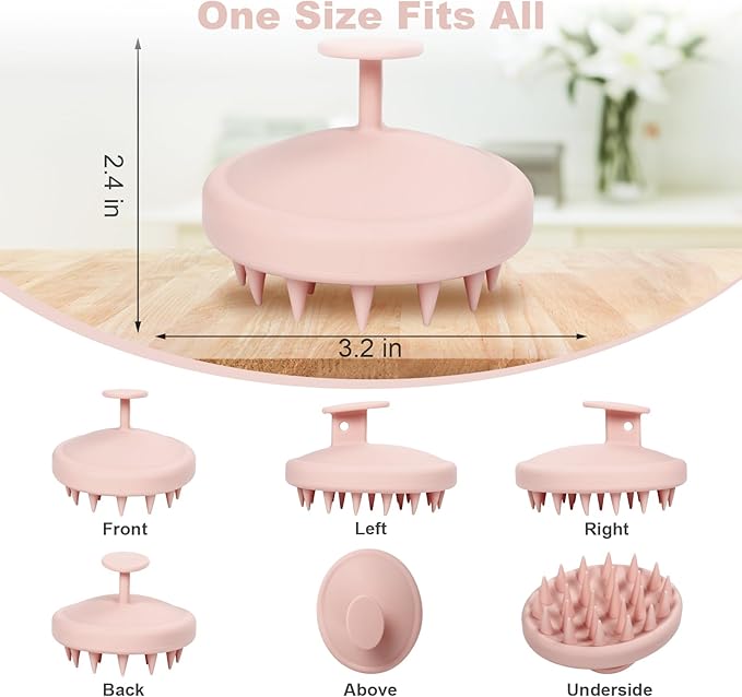Silicone Scalp Massager, Scalp Scrubber for Hair Growth with Soft Bristles, Scalp Exfoliator Brush Dandruff Removal Shampoo Brush for Wet Dry Scalp Care (Light Pink)