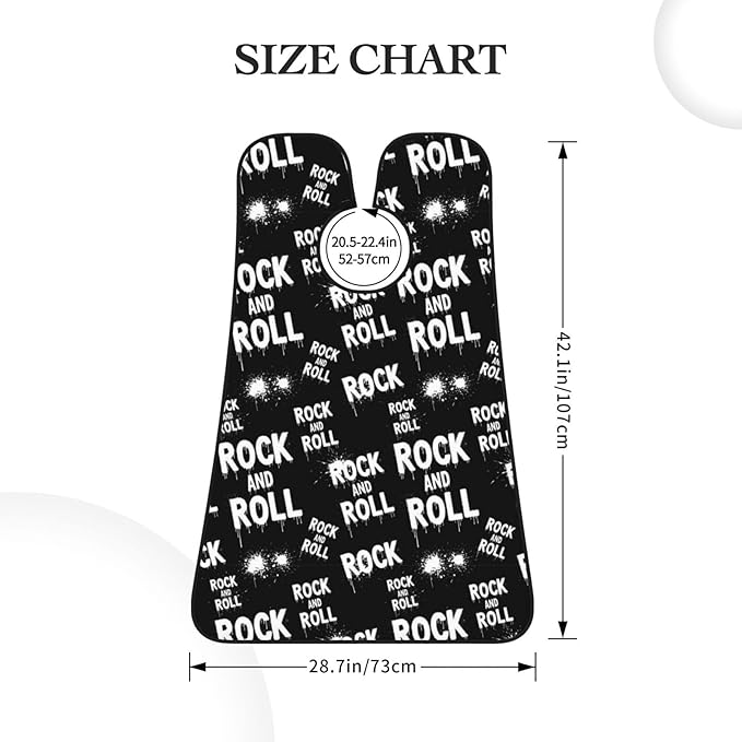 Adjustable Beard Catcher Apron, Black and White Rock and Roll Tattoo Print Shave Bib, Non-Stick Waterproof Grooming Bib, Shaving Essential for Men Dad Christmas