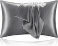 BEDELITE Satin Pillowcase with Zipper, Dark Grey King Size Pillow Cases Set of 2, Super Soft and Cooling Similar to Silk Pillow Cases, Gift for Women Men(20x36 Inches)