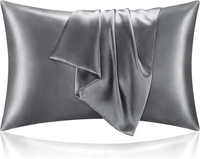 BEDELITE Satin Pillowcase for Hair and Skin, Super Soft and Cooling Similar to Silk Pillow Cases 2 Pack with Envelope Closure, Gift for Women Men(20"x36" King Size, Dark Grey)
