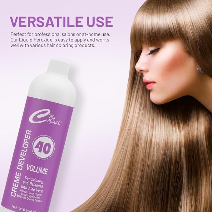 COLOR CAPTUR - 40 Vol Cream Developer, Intense Hair Color Booster - 16 Ounces