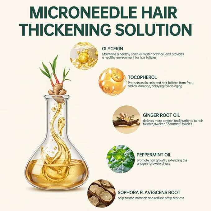 Hair Growth System, With Ginseng, Peppermint Oil and Ginger Root Treatment-Advanced Scalp Care Formula Thickening Serum. Strengthens Roots, For Men & Women.