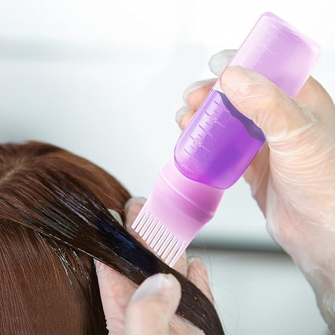 ELANE Hair Oiler Comb Bottle, 4PCS Root Comb Applicator Bottle 6oz (2Black+2Pink)