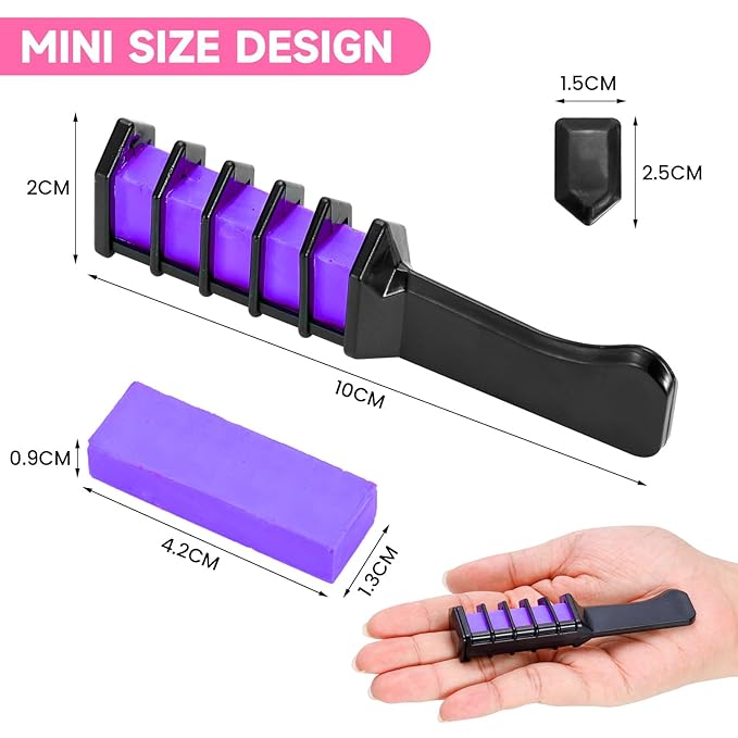 Hair Chalk for Kids - Temporary Bright Hair Color Comb, Washable Dye for New Year, Birthday, Cosplay, Halloween, Christmas