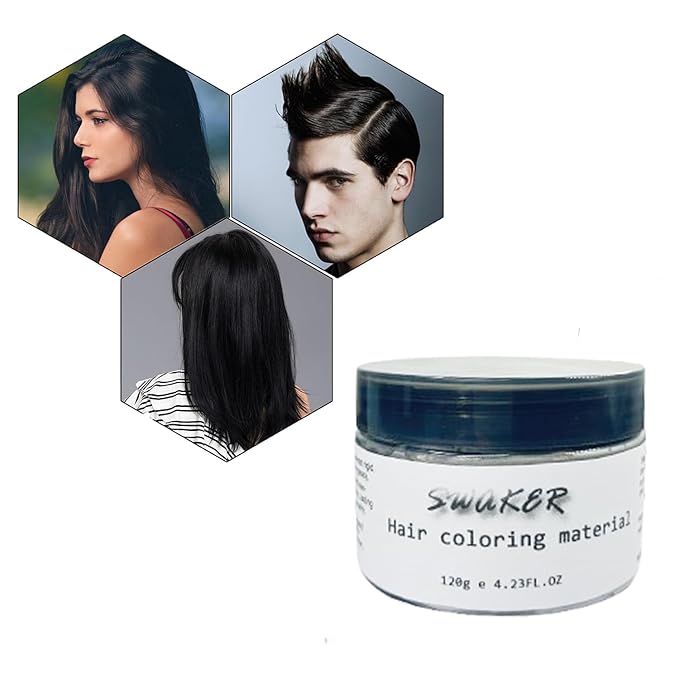 Black Hair Color Wax, Instant Hairstyle Cream 4.23 oz, Temporary Natural Hair Wax for Party, Cosplay, Halloween, Daily use, Date, Clubbing (Black)