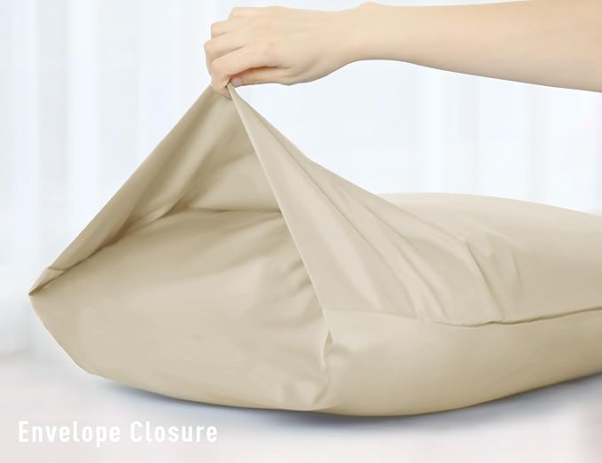 Sunflower Body Pillowcase 100% Cotton Long Pillow Cover/Case Envelope Closure 1 Pack, 21×54 inches Light Brown, Soft and Breathable
