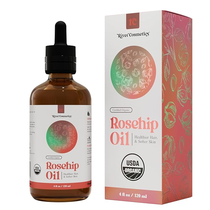 Organic Rosehip Oil, Cold Pressed Rosehip Oil for Face, Skin Care, Gua Sha, and Hair Care, USDA Certified Organic 100% Pure, Hexane Free, 4 Fl Oz.