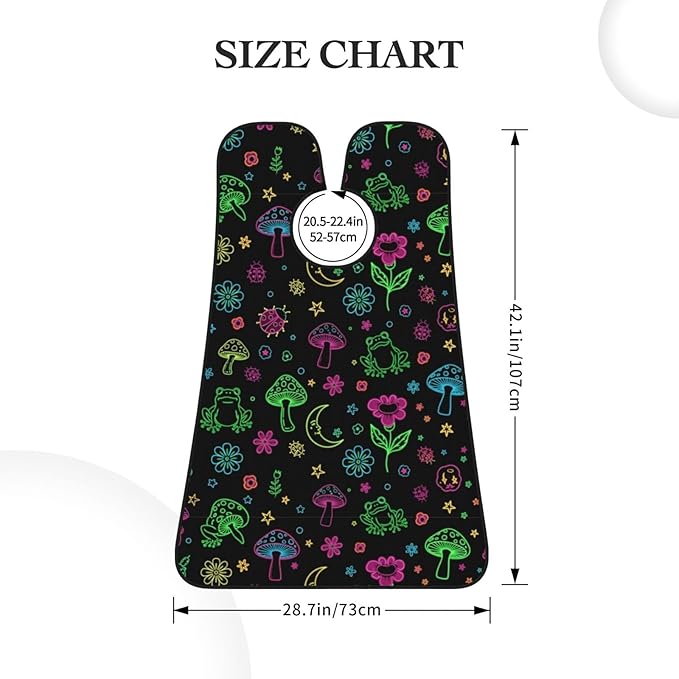 Adjustable Beard Bib, Non-Stick Hair Catcher Cape for Men's Shaving, Waterproof with 2 Suction Cups, Purple Flower Trippy Goth Moon Mushrooms Floral Shave Bib