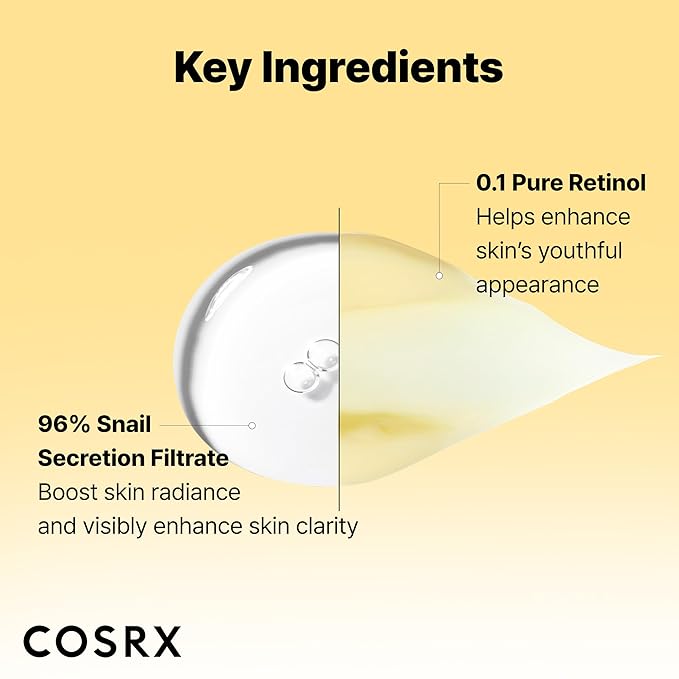 COSRX Snail 96% Mucin Power Essence 2ea & Retinol 0.1% Cream Mini Sample 1ea, Glass Skin Starter Set, Amazon Exclusive, Daily Hydrating & Firming Korean Skin Care Kit, Gift Set, Stocking Stuffers
