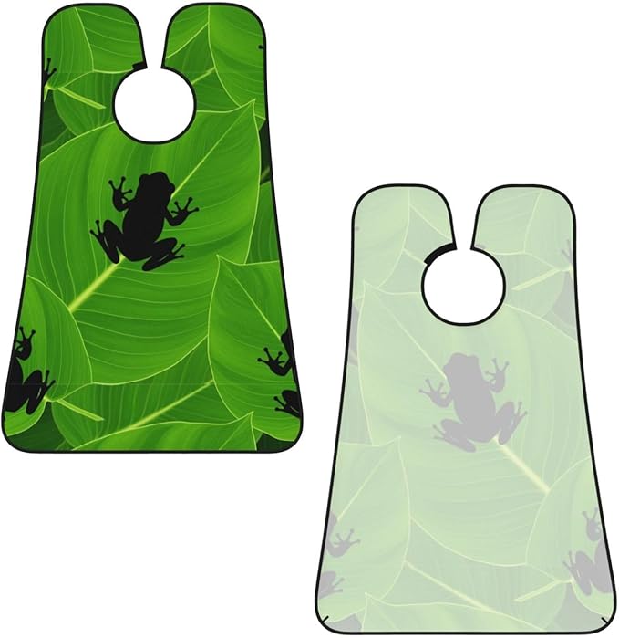 Strong Suction Cup Beard Grooming Bib, Non-Stick Hair Catcher, Waterproof, for Shaving, Green Leaf Frog