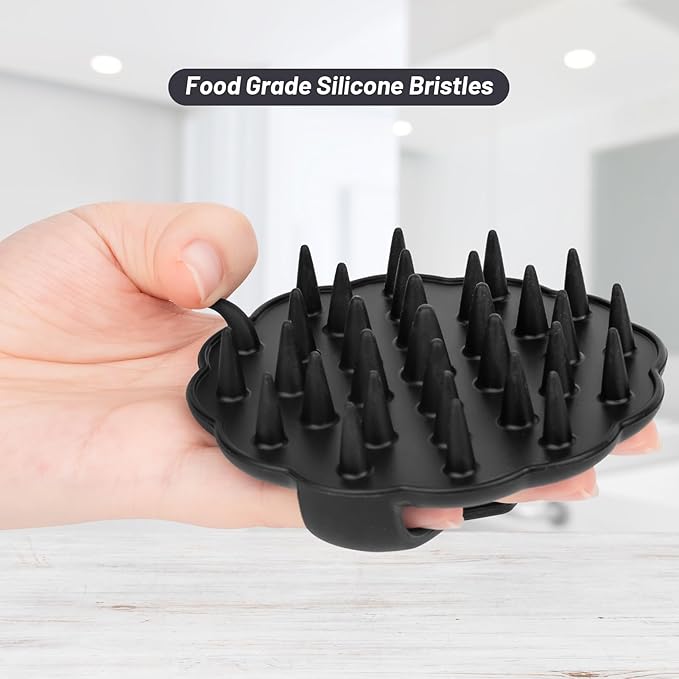 Scalp Massager Hair Growth, Scalp Scrubber Wiht Silicone Bristles, Head Massager Scalp, Wet Dry Hair Care Scalp Scrub for Women Man (Black)