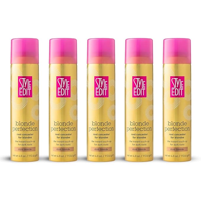 STYLE EDIT DARK BLONDE Root Concealer Touch Up Spray Instantly Covers Greys And Dark Roots - Professional Salon Quality Blonde Perfection Grays Cover Up Hair Products for Women 4 Ounce PACK OF 5