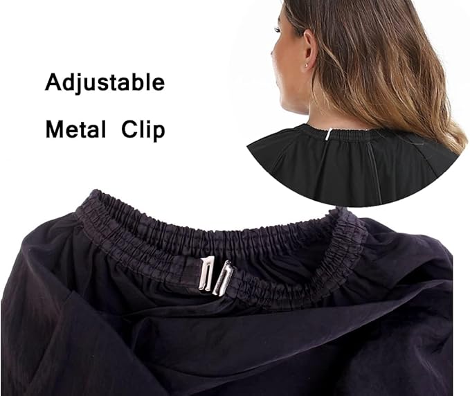 PERFEHAIR Professional Salon Client Hair Cutting Cape Gown, Barber Haircut Cape with Sleeves - Black