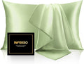 INFIIXSO Mulberry Silk Pillow Cases King Size Set of 2, Silk Pillowcase with Hidden Zipper 20"x36", Extraordinary Smooth and Soft Pillow Case for Hair and Skin(Sage Green, 2 Pack)