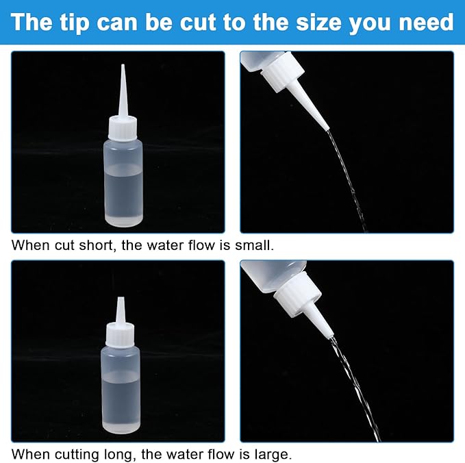 8 Pcs Small Squeeze Bottles, 50ml Tiny Applicator Bottle, Clear Empty Needle Tip Bottles for DIY Craft, Leak-Proof Hair Dye Bottle for Hair Dye, Paint Art and Liquids