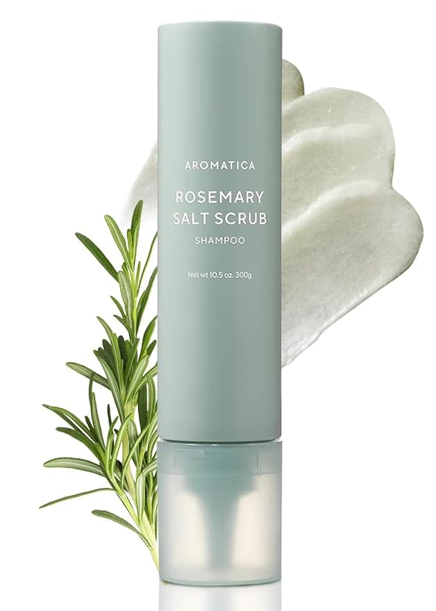 AROMATICA Rosemary Salt Scrub Shampoo - Hair Loss Korean Scalp Detox Shampoo with Rosemary Scalp Oil | Scalp Exfoliator with Salt Scrub for Oily Scalp | Sulfate Free, Silicone Free (10.5 oz / 300g)