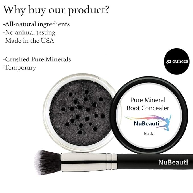 Hair Root Touch Up Powder - Black - Root Cover Up & Hairline Concealer - Longer-Lasting Power - 11 True-to-Nature Shades - Zero Fragrance, Talc or Parabens - With Brush