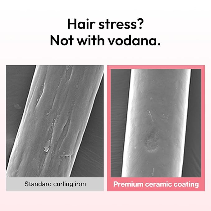 VODANA Professional GlamWave Ceramic Curling Iron, Long-Lasting Natural Curls, Instant Heat, Hair Curler, Curling Wand, Available in USA (1.6 inch, White)