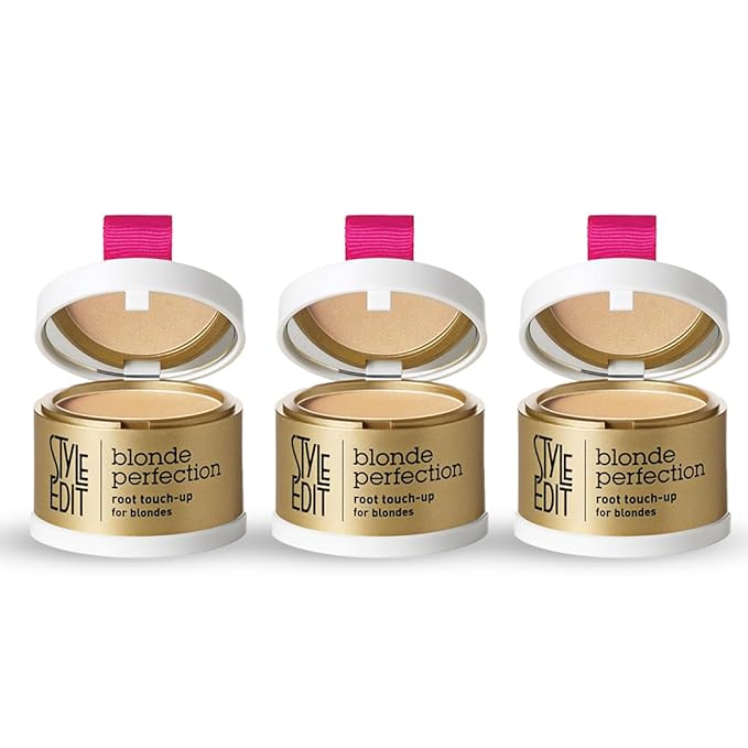 Style Edit Root Touch Up Powder, to Cover Up Dark Roots and Grays Between Salon Visits, Water Resistant, Non-Sticky, Compact And Mess-Free, Medium Blonde Hair Color (Pack of 3)
