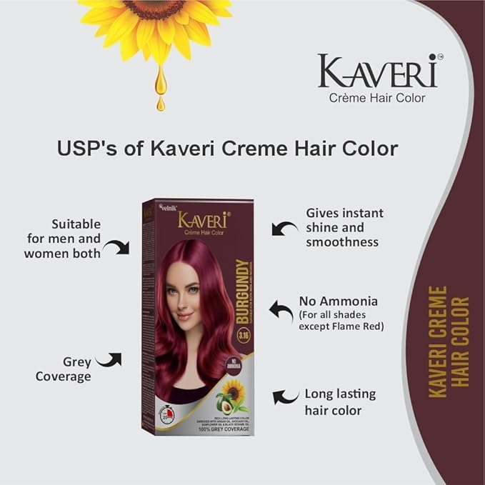 Creme Hair Color Permanent Hair Dye Color - With Improved Creme Formula for 100% Gray Coverage Ammonia Free Hair Color Dye for Rich Bright Long lasting (Burgundy, 3.04 Fl Oz)