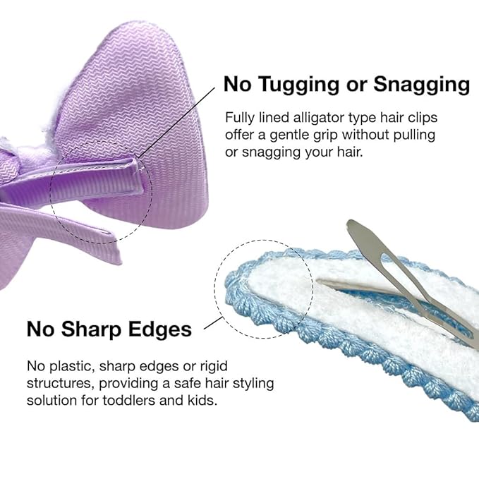Hair Clips for Girls 18 Pcs No Slip Assorted Barrettes for Kids Bows Blue Purple Cute Hair Accessories for Little Girls Teens Toddlers Child Kids Gifts