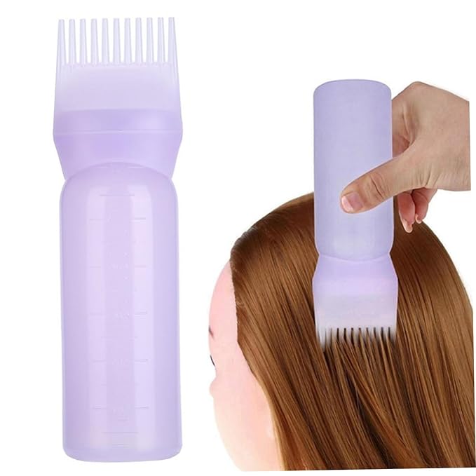Hair Oil Applicator,Root Comb Applicator Bottle, Hair Dye Bottle 160ML Shampoo Bottle Hair Comb Applicator Bottle Brush Bottle for Hair Dyeing Tool Purple