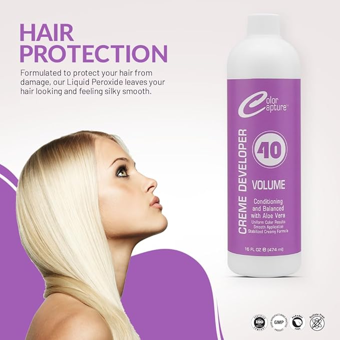 COLOR CAPTUR - 40 Vol Cream Developer, Intense Hair Color Booster - 16 Ounces