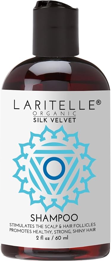 Laritelle Organic Travel Size Shampoo 2 oz | Chamomile, Geranium + Biotin+Keratin + Follicle Stimulating Rosemary, Ravintsara & Myrtle | Hair Loss Prevention, Clarifying, Softening, Strengthening | GF