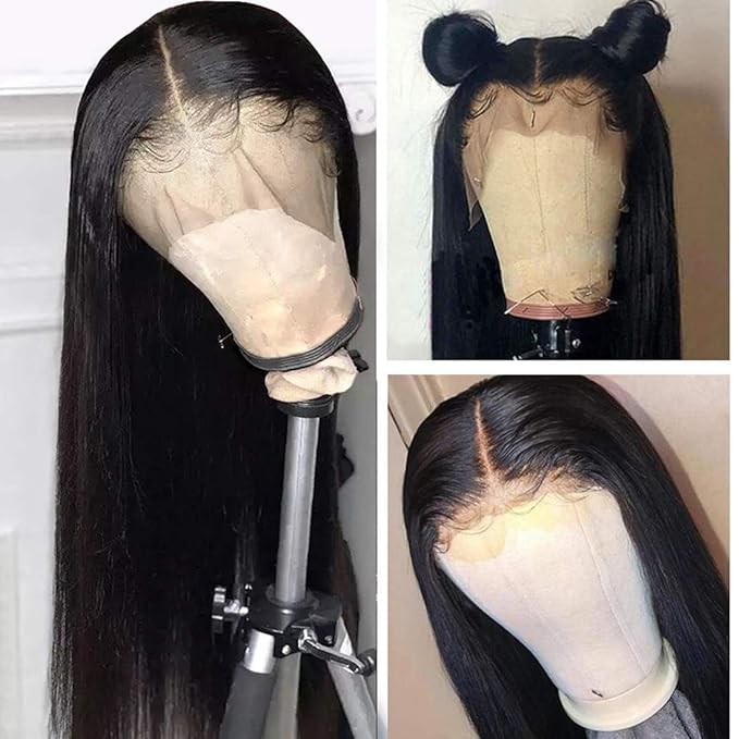Lemoda 13x6 Straight Lace Front Wigs Human Hair 180% Density 13x6 HD Transparent Lace Front Wig Pre Plucked 15A Brazilian Virgin Glueless Human Hair Wigs for Women 18 Inch