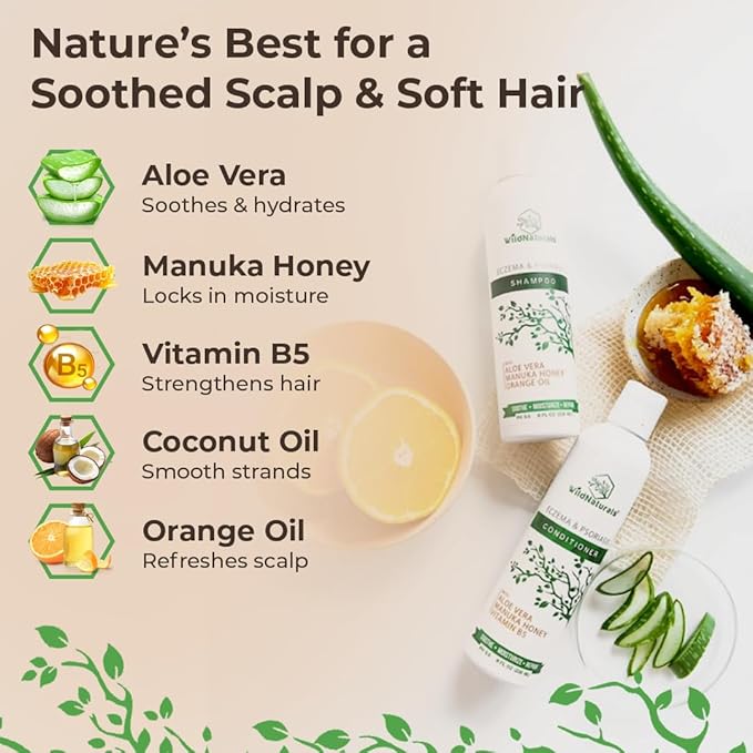 Eczema Psoriasis Anti-Dandruff & Seborrheic Dermatitis Shampoo Set for Dry, Itchy Scalp & Hair Treatment - For Men & Women