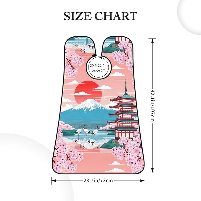 Professional Beard Bib, Non-Stick Hair Catcher Apron Waterproof, Shaving Grooming Essential for Men Dad, Japanese Blossom Mountain Cherry Flower Shave Bib