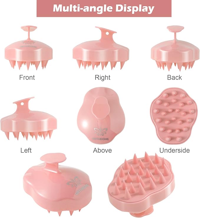 URTHEONE Hair Scalp Massager Shampoo Brush,Soft Silicone Hair Brush for Wet Dry Oily Curly Straight Thick Thin Rough Long Short Natural Men Women Kids Pets Hair Care Tools(Salmon Pink)
