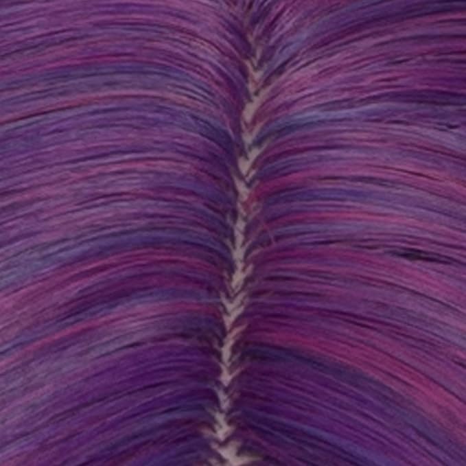 BUFASHION 14" Women Short Dark Purple Kinky Straight Cosplay Synthetic Wigs With Air Bangs 46 Colors Available (Ombre Dark Purple)