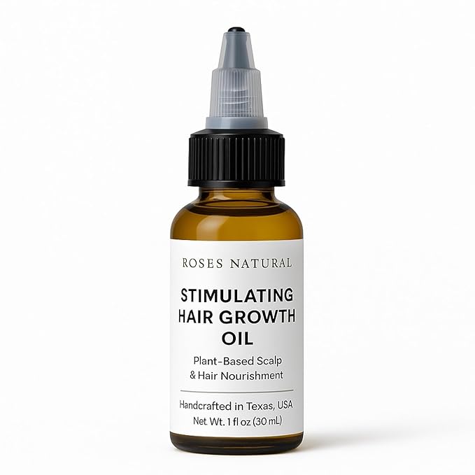 Stimulating Hair Growth Oil – Plant-Based Scalp & Hair Nourishment with Sulfur & Copper – Vegan, Handcrafted in Texas, USA (1 Fl. Oz)