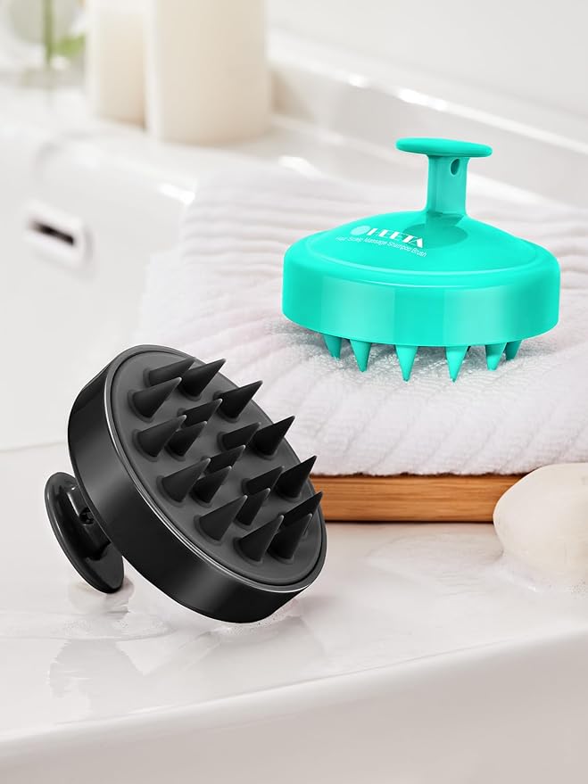 HEETA Scalp Massager Hair Growth 2-Pack, Soft Silicone Scalp Scrubber Shampoo Brush for Exfoliation Dandruff Removal Head Massage Stress Relax, Wet & Dry Use for Women Men Thick Thin Curly Hair Care